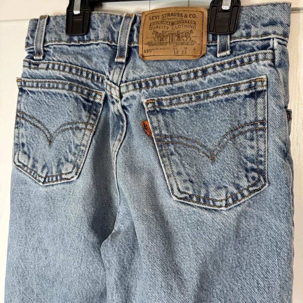 Vintage 1997 Levi's 550 Relaxed Fit Jeans Light Wash Orange Tab Boys Size 10